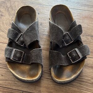 Birkenstock Kids Brown Suede Double-Buckle Sandals